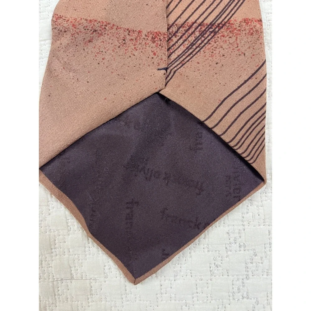 Franck Oliver Abstract Silk Tie Paris Brown Geometric Stripes Retro | 4.5